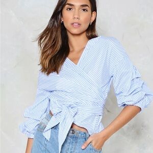 Club Monaco Baby Blue Balloon Sleeve Shirt Size: M